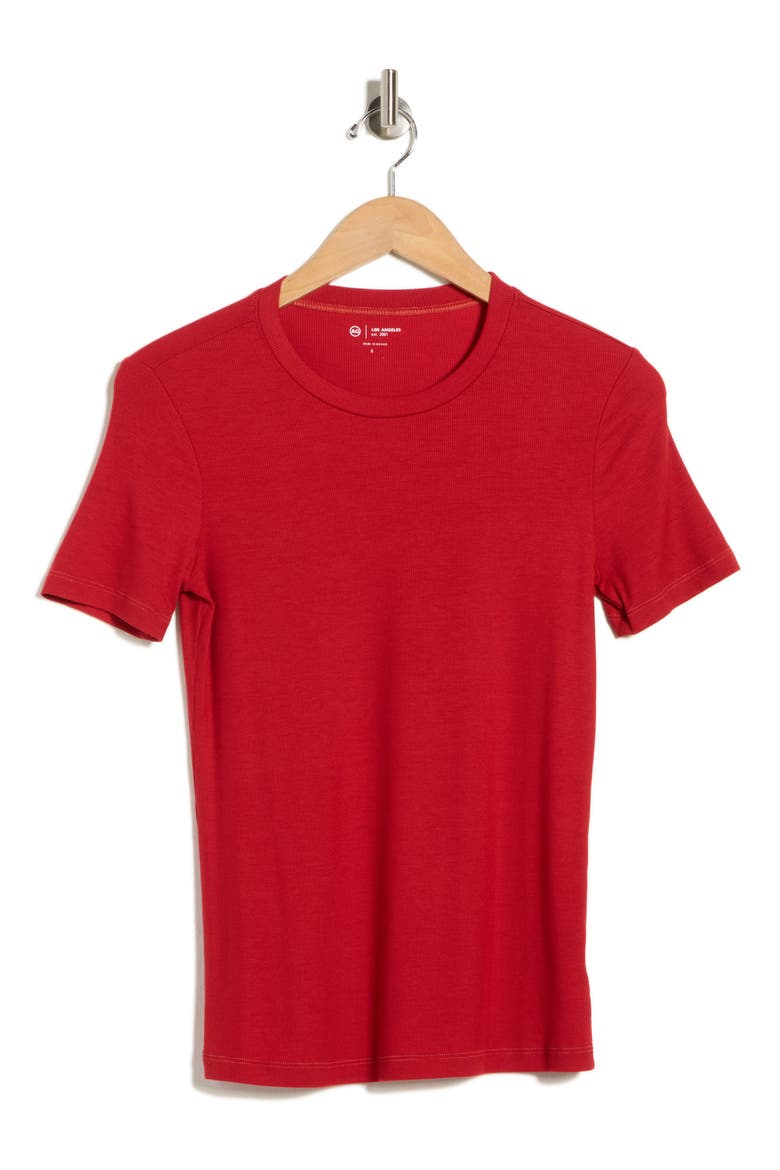 Women's Gray Boy Ribbed T-Shirt, Alternate, color, SANGRIA
