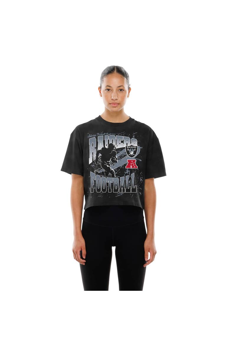 New Era Women's New Era Black Las Vegas Raiders Cropped Boxy Sport Classics Mineral Wash T-Shirt, Alternate, color, Black