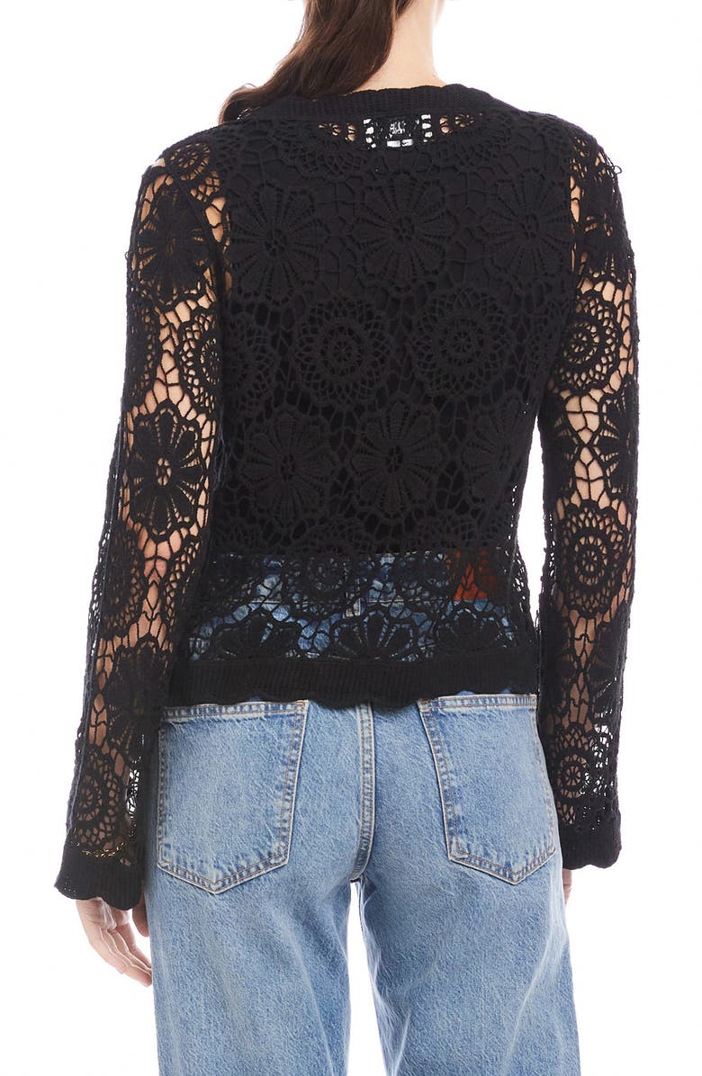 FIFTEEN TWENTY Nelly Crochet Cardigan, Alternate, color, Black