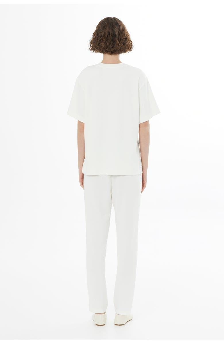 Gizia Ecru Embroidered Detail T-Shirt, Alternate, color, Ivory