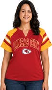 STARTER Women's Starter  Red Kansas City Chiefs Plus Size Game On Notch Neck Raglan T-Shirt