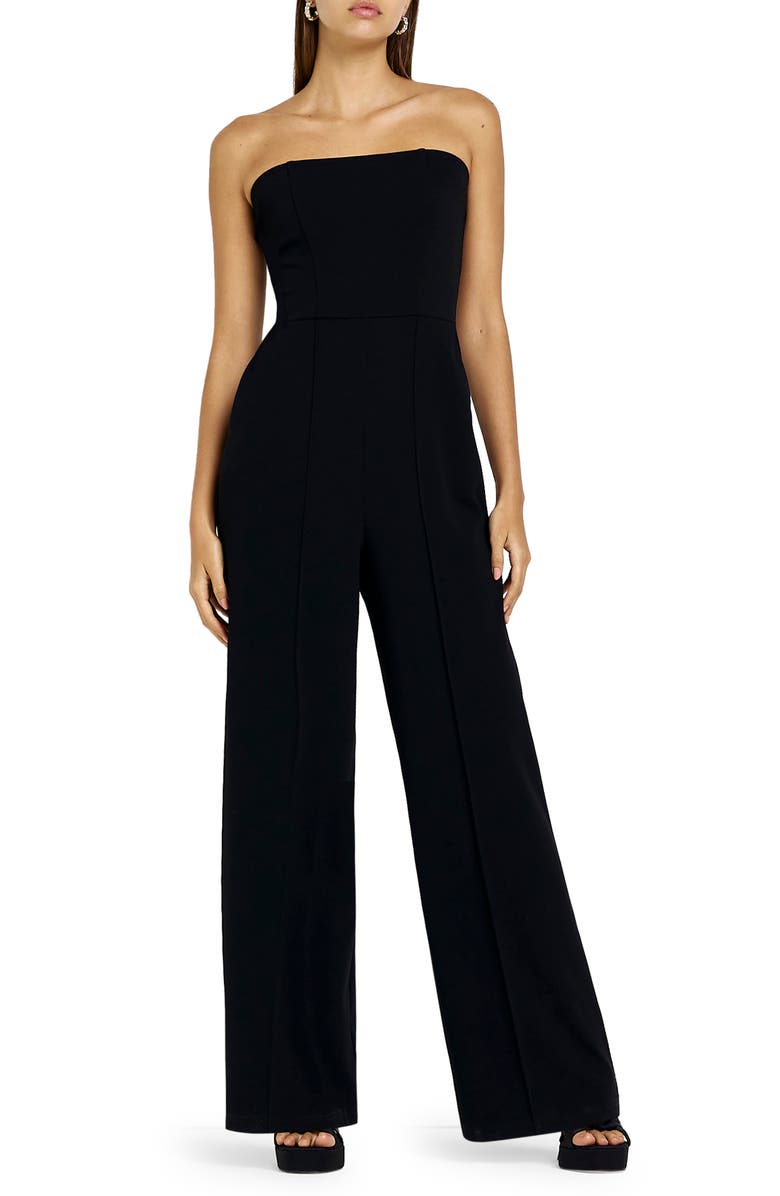 River Island Strapless Wide Leg Jumpsuit, Main, color,