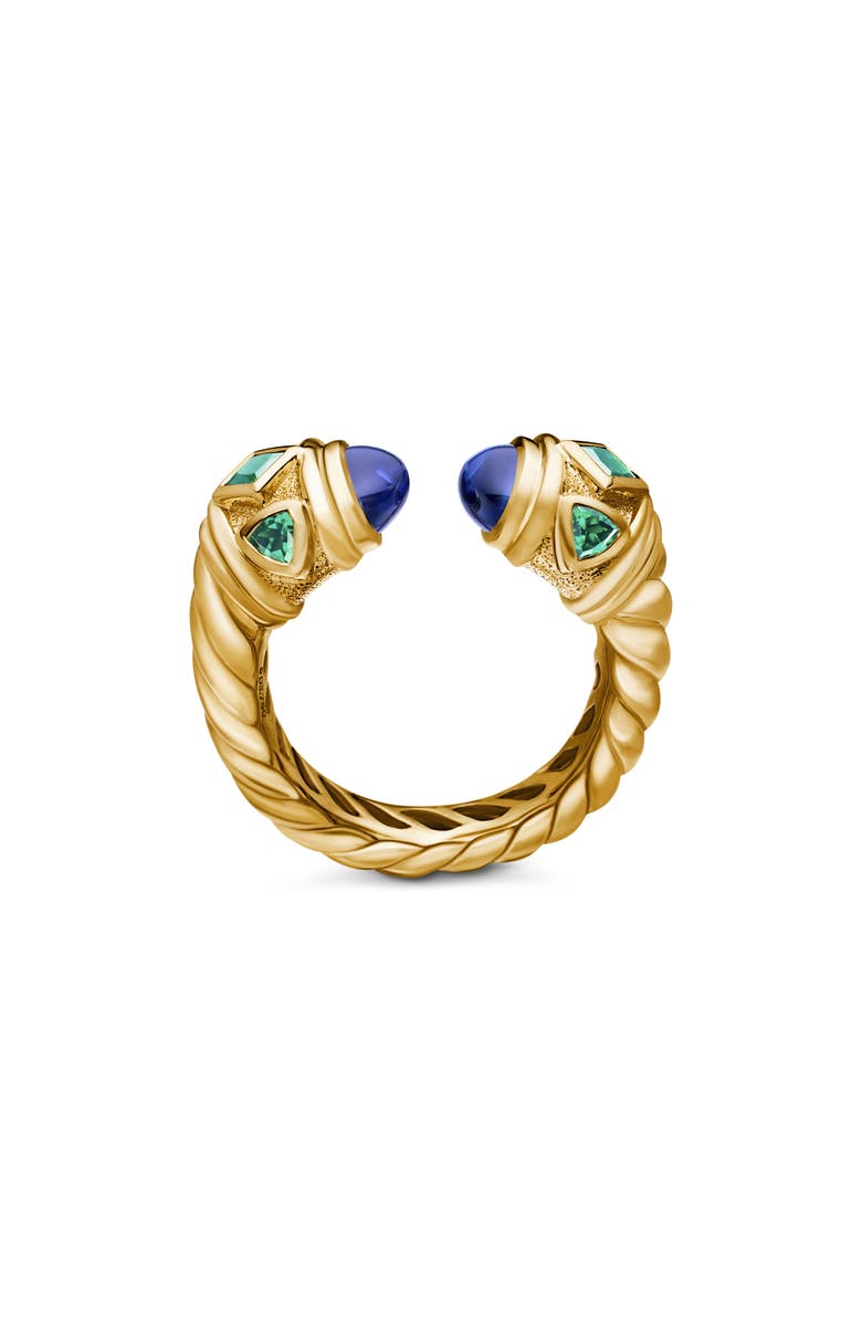 David Yurman Renaissance Color Open Ring in 18K Yellow Gold with Tansanite & Tsaorite, Alternate, color, 18K Yellow Gold