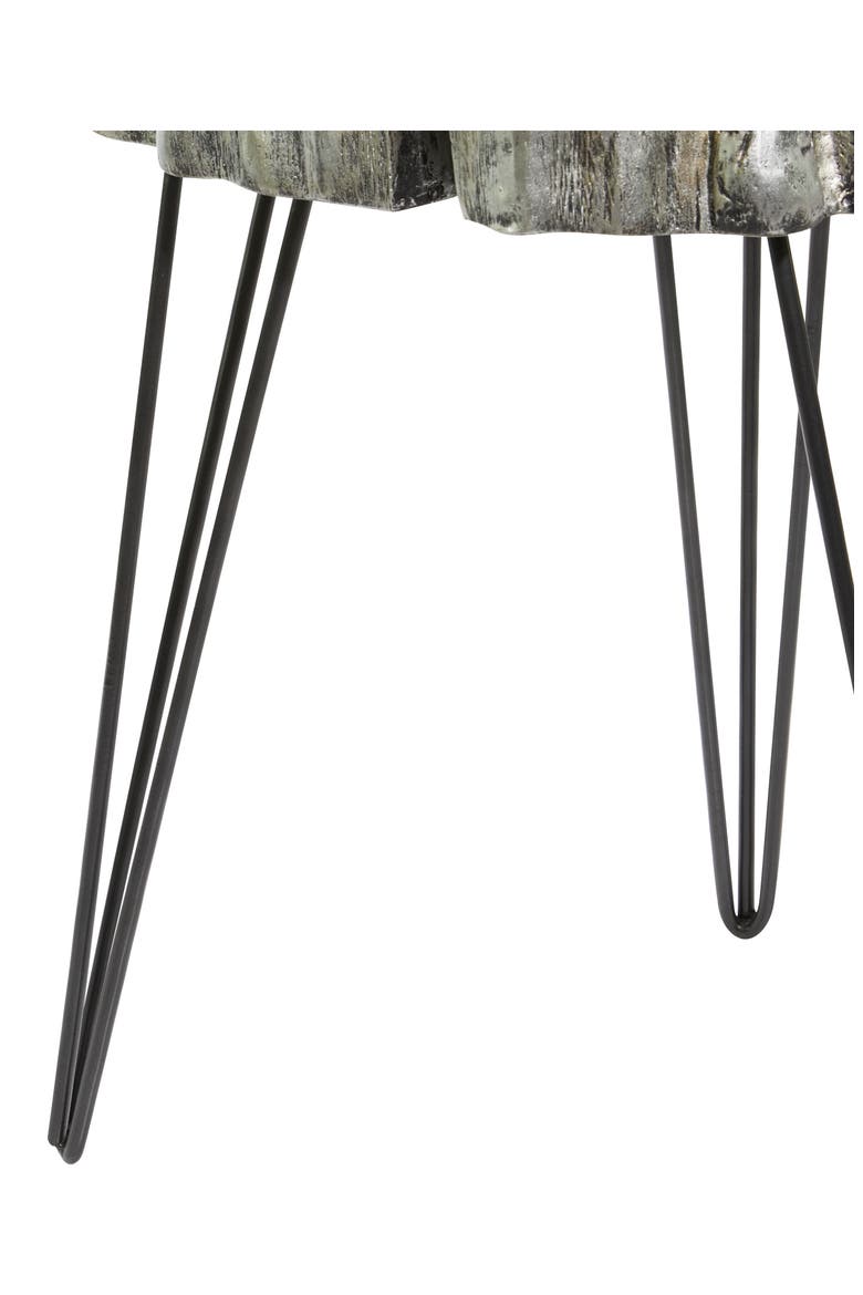 Gray Polystone Tree Trunk Accent Table with Black Hairpin Legs, Alternate, color, GREY