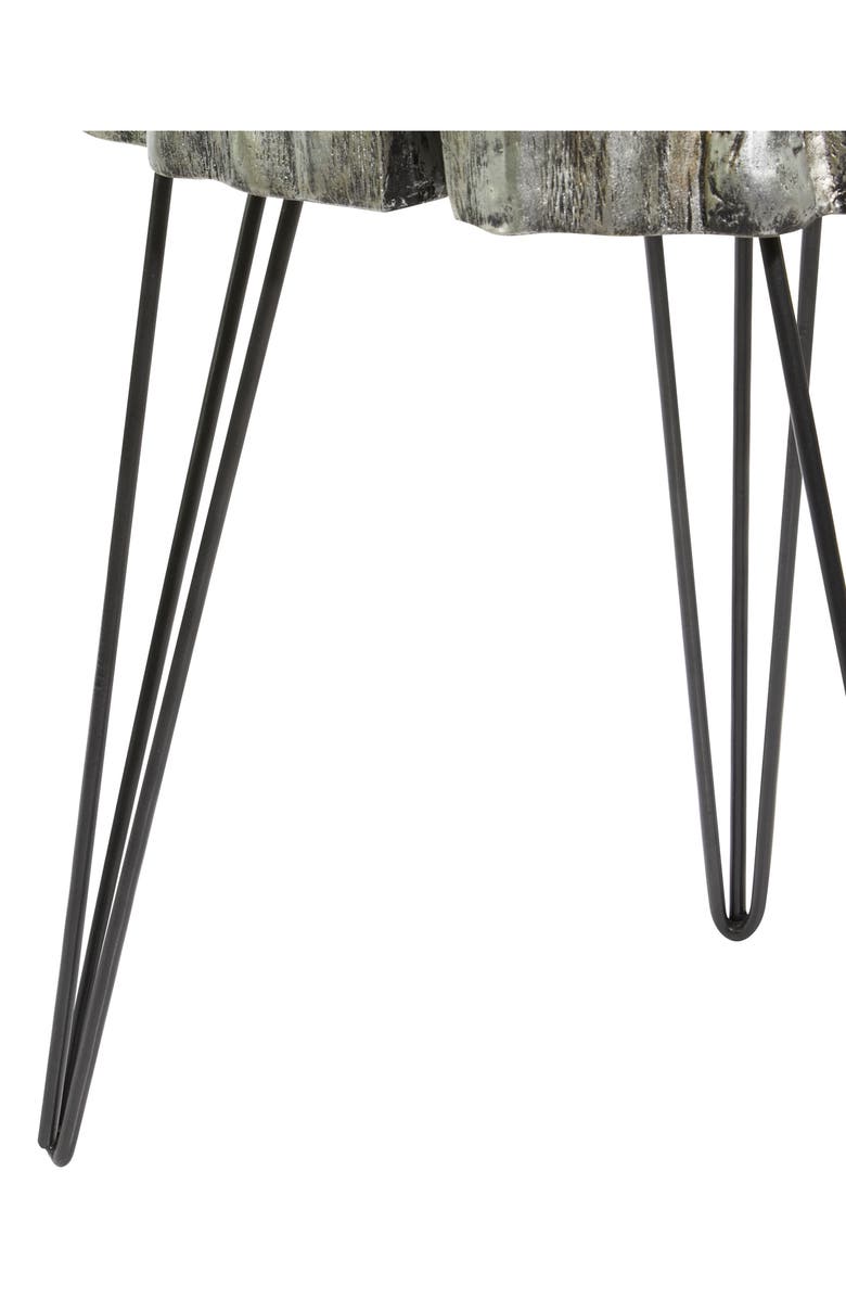 GINGER BIRCH STUDIO Gray Polystone Tree Trunk Accent Table with Black Hairpin Legs, Alternate, color, 