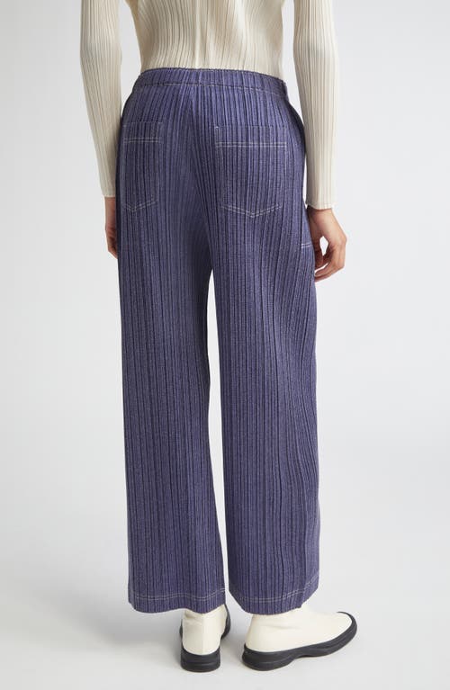 Issey Miyake Pleats Please  Trompe L'oeil Pleated Straight Leg Pants In Blue