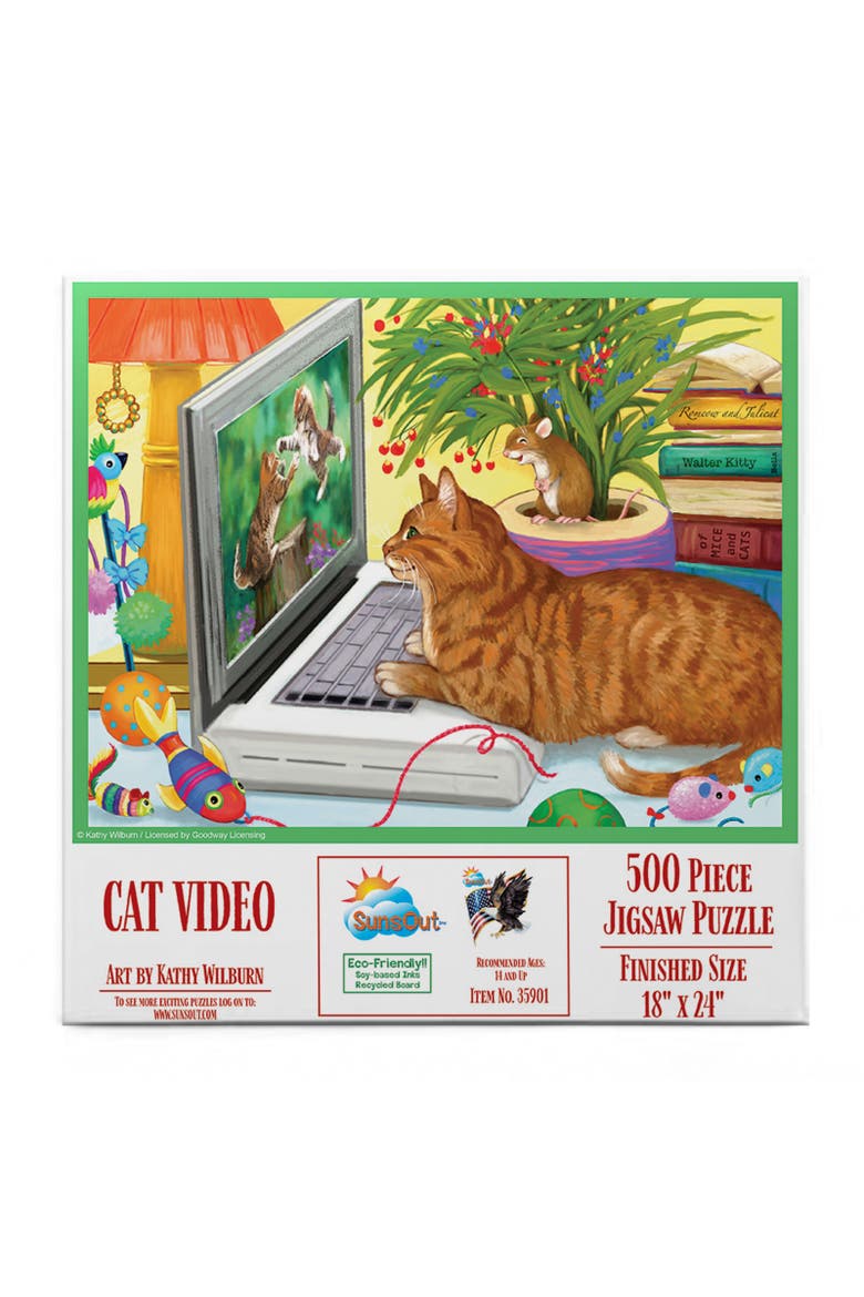 Cat Videos 500 piece Jigsaw Puzzle for Adults, Alternate, color, Multicolor