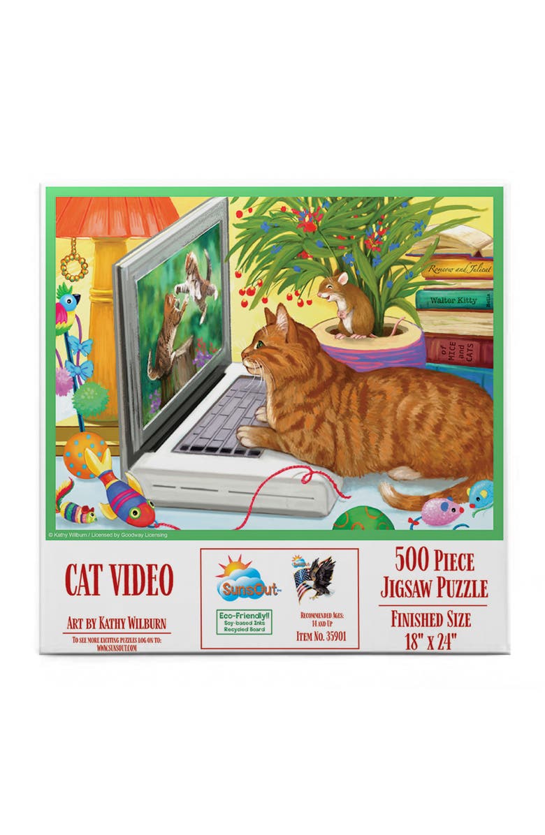 Sunsout Cat Videos 500 piece Jigsaw Puzzle for Adults, Alternate, color, Multicolor