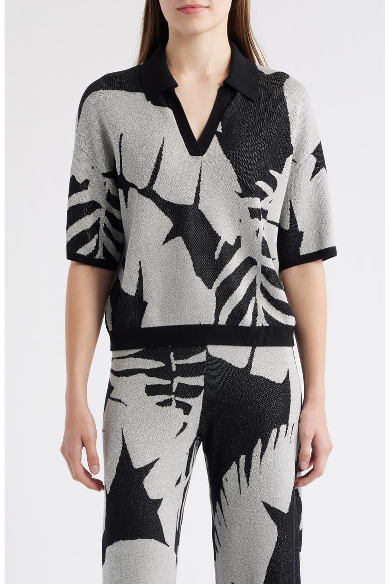 Carter Palm Tree Polo Sweater, Main, color, BLACK MULTI