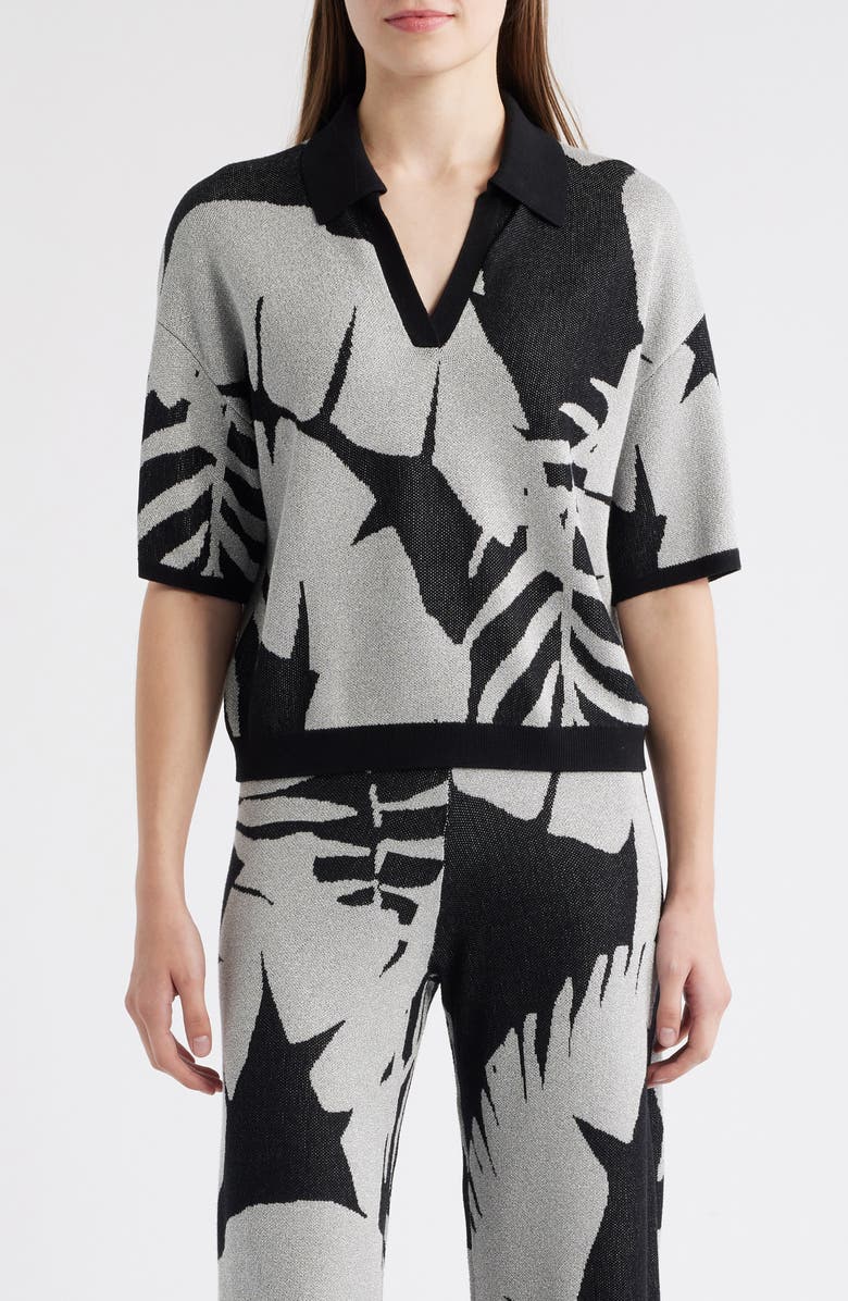 525 america Carter Palm Tree Polo Sweater, Main, color, Black Multi