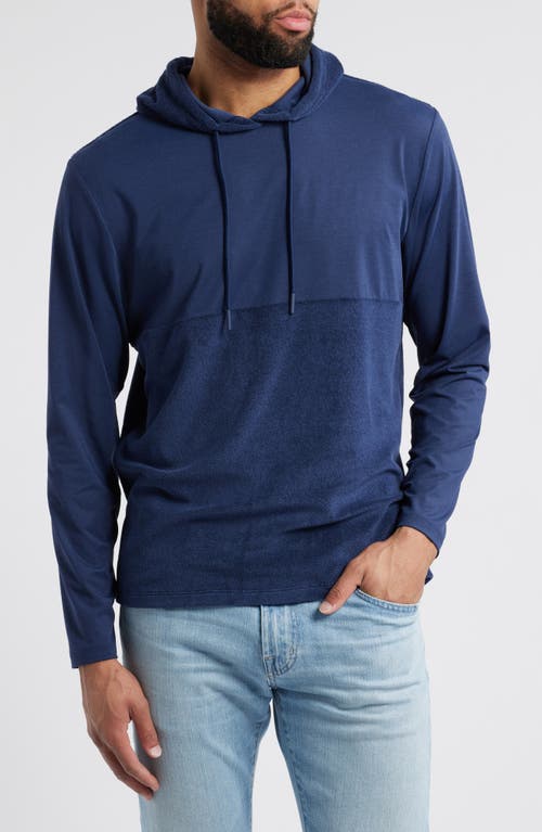 Johnnie-o Haggard Mixed Media Pullover Hoodie In Navy