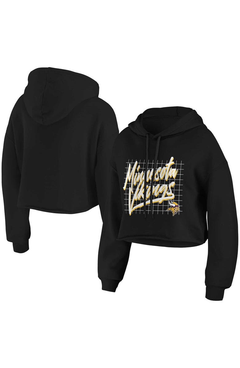 WEAR by Erin Andrews Women's WEAR by Erin Andrews Black Minnesota Vikings Domestic Cropped Pullover Hoodie, Main, color, Black