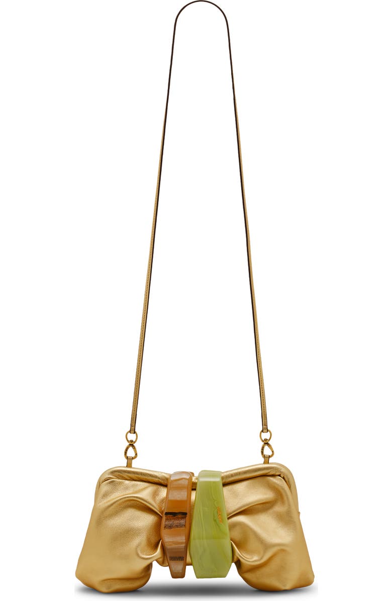 Cult Gaia Julita Leather Frame Clutch, Alternate, color, Brass
