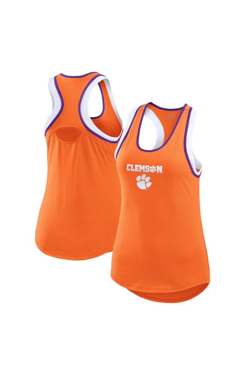 WEAR by Erin Andrews Women's WEAR by Erin Andrews Orange Clemson Tigers Open Hole Razorback Tank Top, Alternate, color, Orange