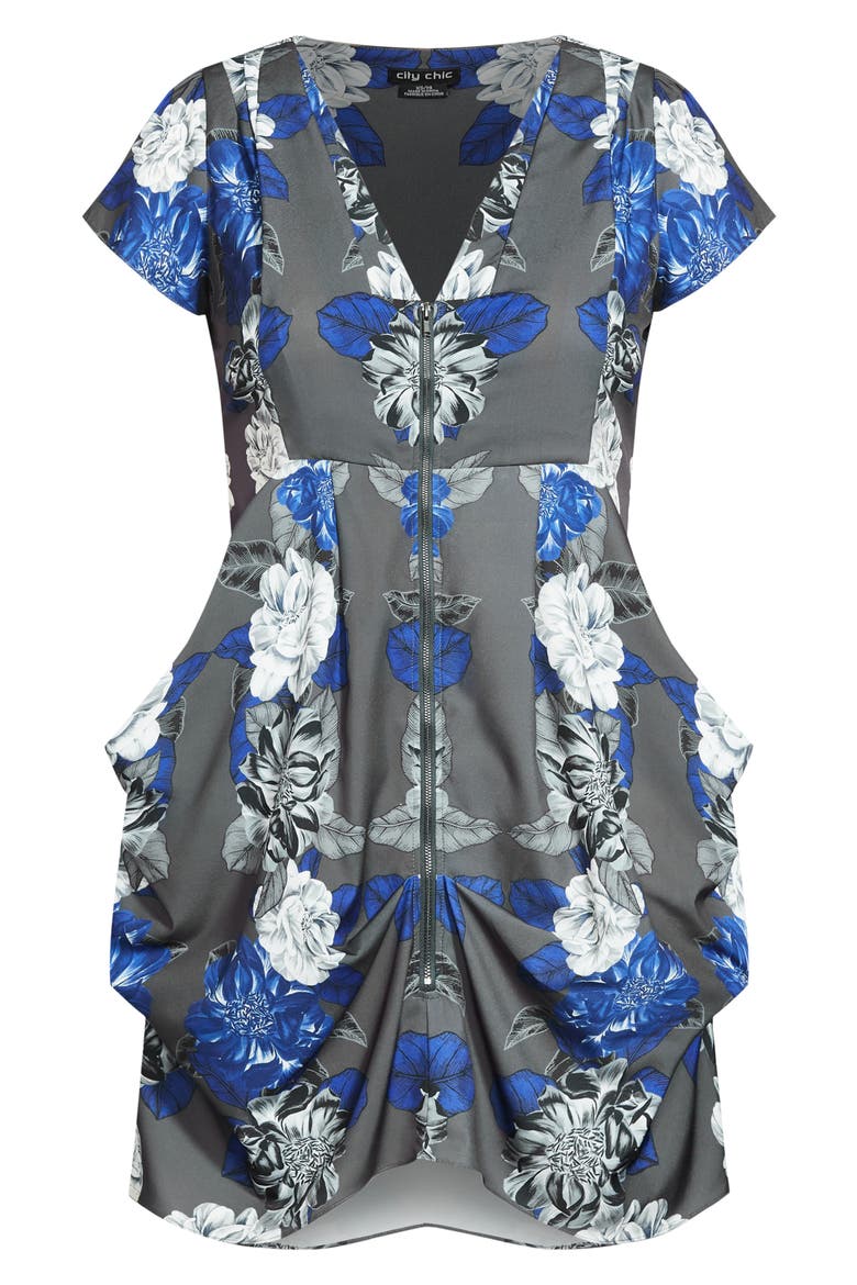 Epic Floral Zip-Up Dress, Alternate, color, SLATE EPIC FLORAL