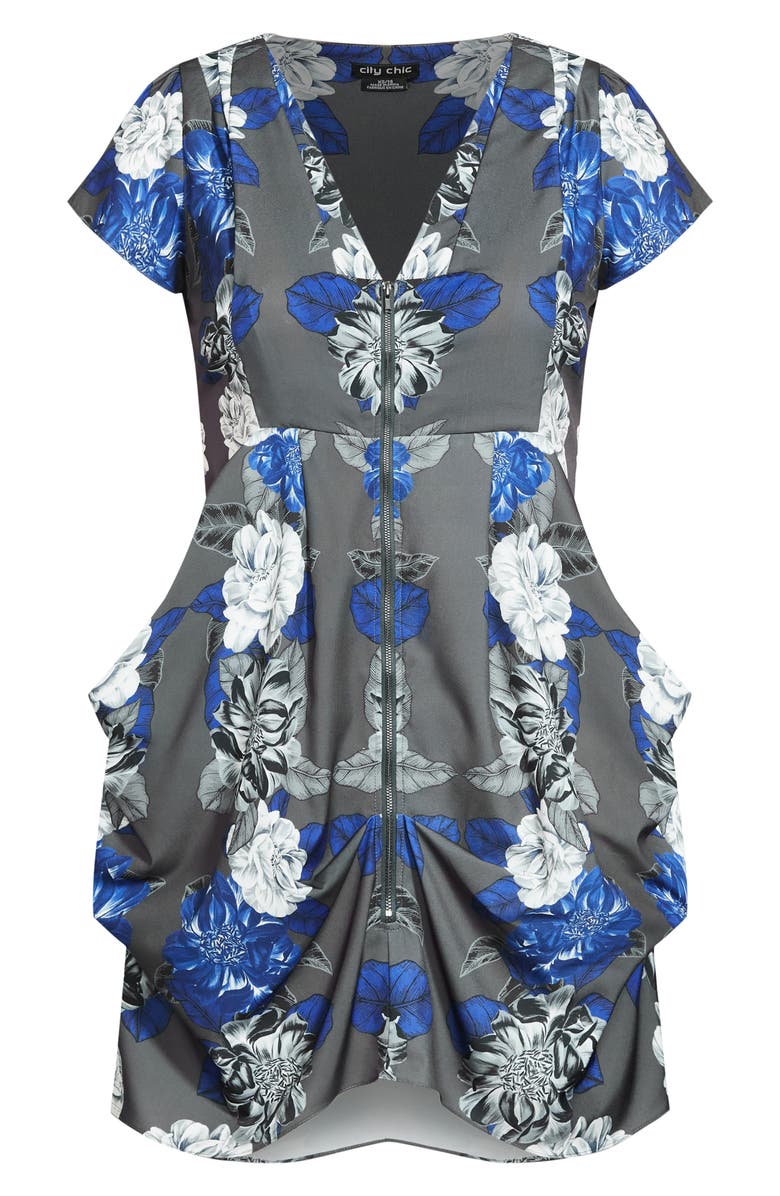 City Chic Epic Floral Zip-Up Dress, Alternate, color, 