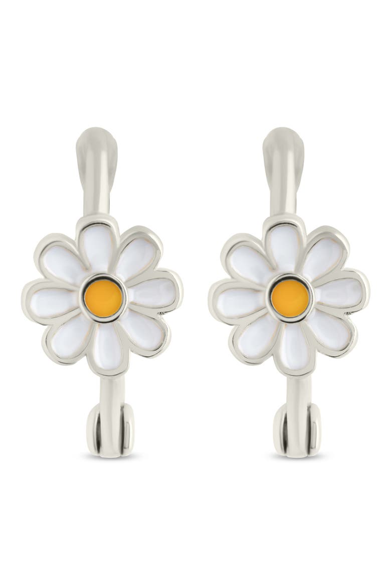 Stella Flower Hoop Earrings, Alternate, color, SILVER