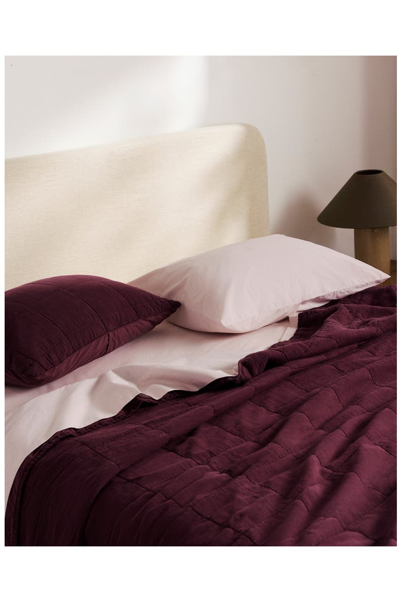 Linen Box Quilted Sham Set, Alternate, color, GARNET