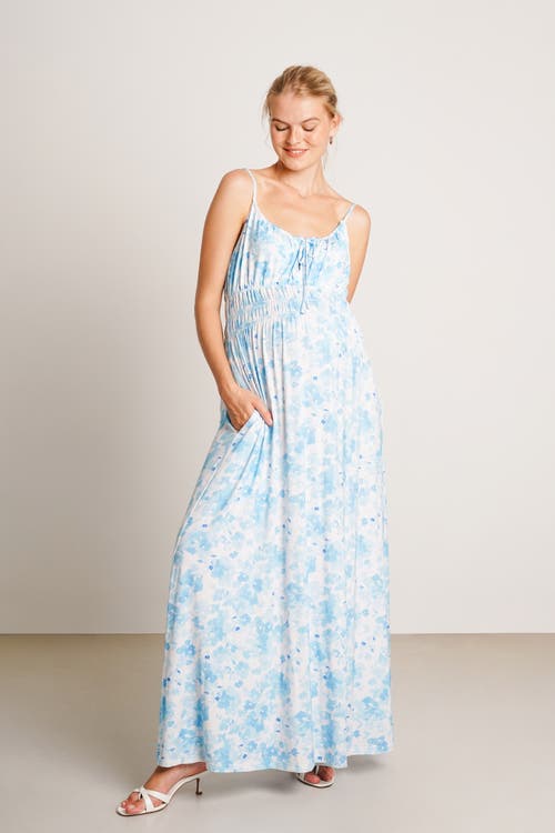 Nom Maternity Capri Floral Print Sleeveless Maternity Maxi Dress In Multi