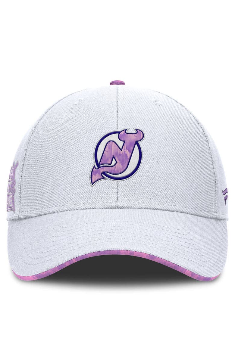 FANATICS Men's Fanatics White New Jersey Devils Authentic Pro Hockey Fights Cancer Adjustable Hat, Alternate, color,