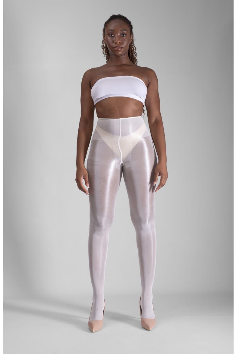 Lustrous Silky Shiny 40-Denier Semi-Opaque Tights, Alternate, color, WHITE
