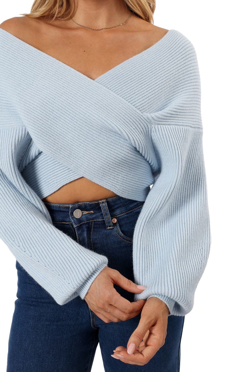 Petal & Pup Langton Wrap Crop Sweater, Alternate, color, Pale Blue