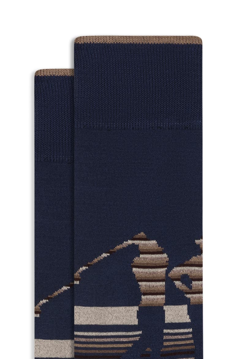 Golf Stripe Cotton Blend Dress Socks, Alternate, color, CARAMEL