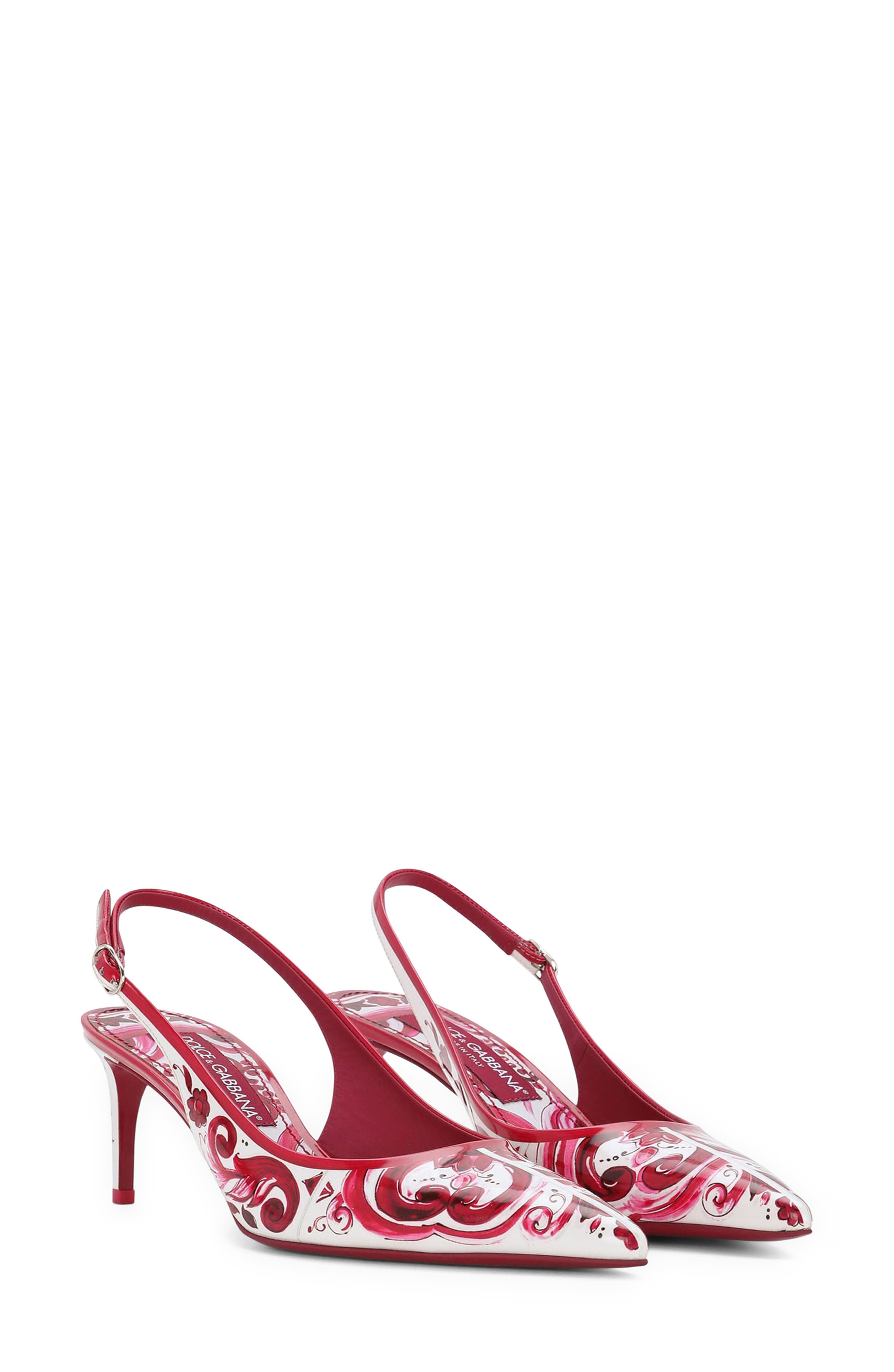 Dolce&Gabbana Lollo Majolica Print Pointed Toe Slingback Pump, Main, color, 