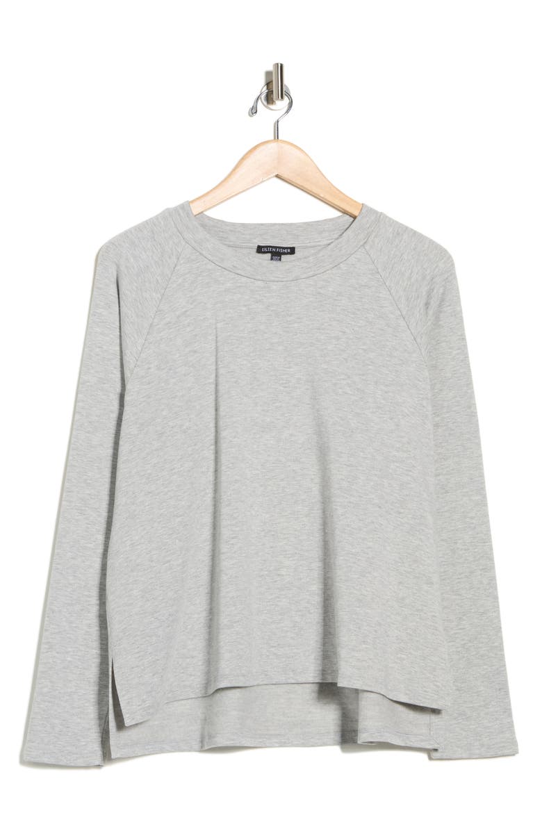 Eileen Fisher Raglan Sleeve French Terry Top, Alternate, color, Dark Pearl/ Grey