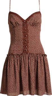 Reformation ドットワンピース Reformation Citrus Polka Dot Lace Trim Drop Waist Sundress