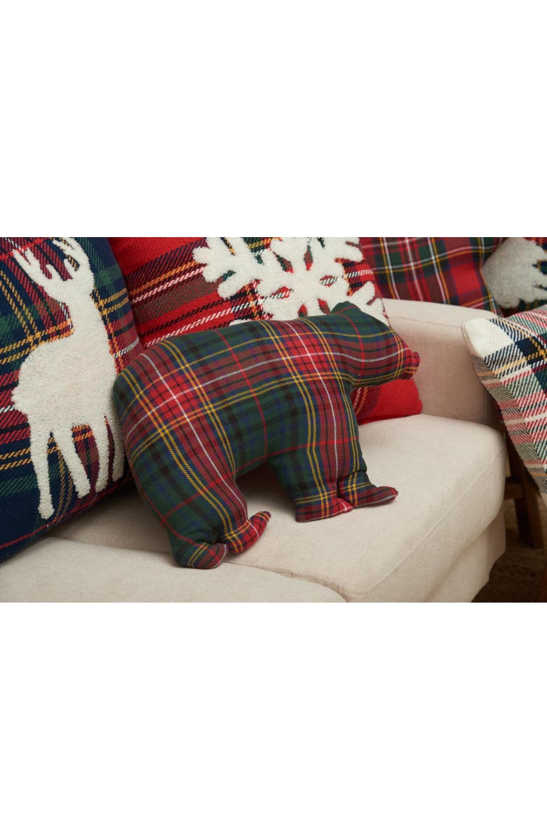C&F Home Plaid Bear Shaped Throw Pillow, 13.5" x 20", Alternate, color, Red