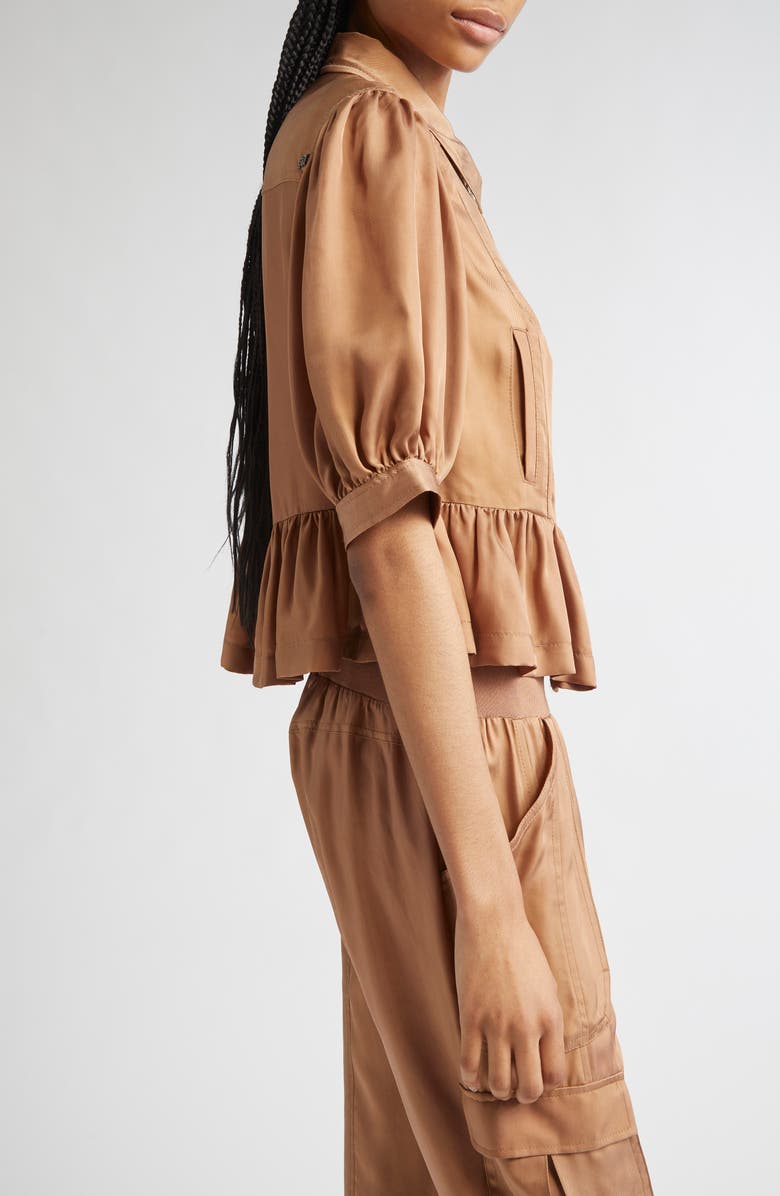 Cinq à Sept Daphne Peplum Jacket, Alternate, color, Brown Sandstone