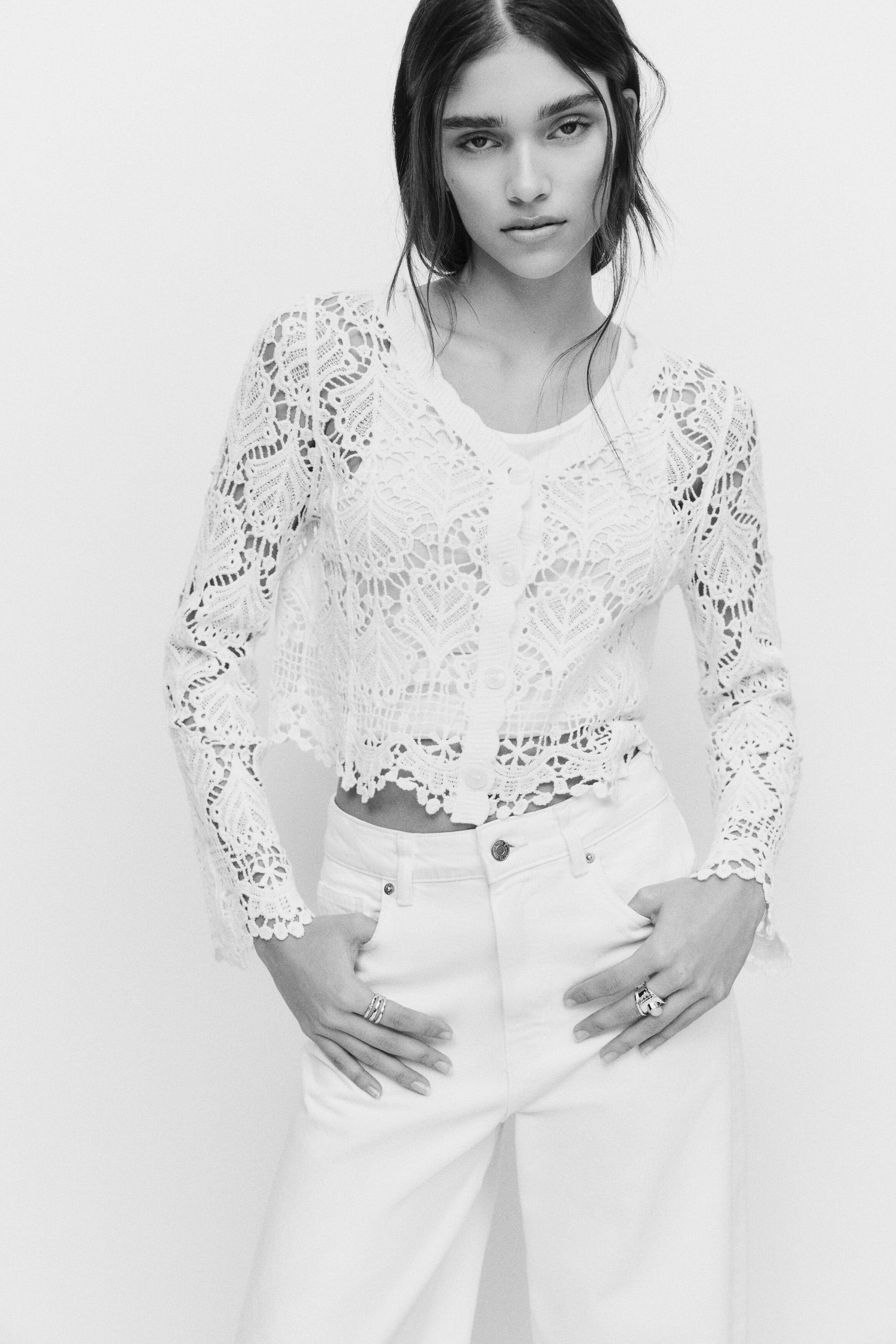 Crochet-look Cotton Cardigan - image 2