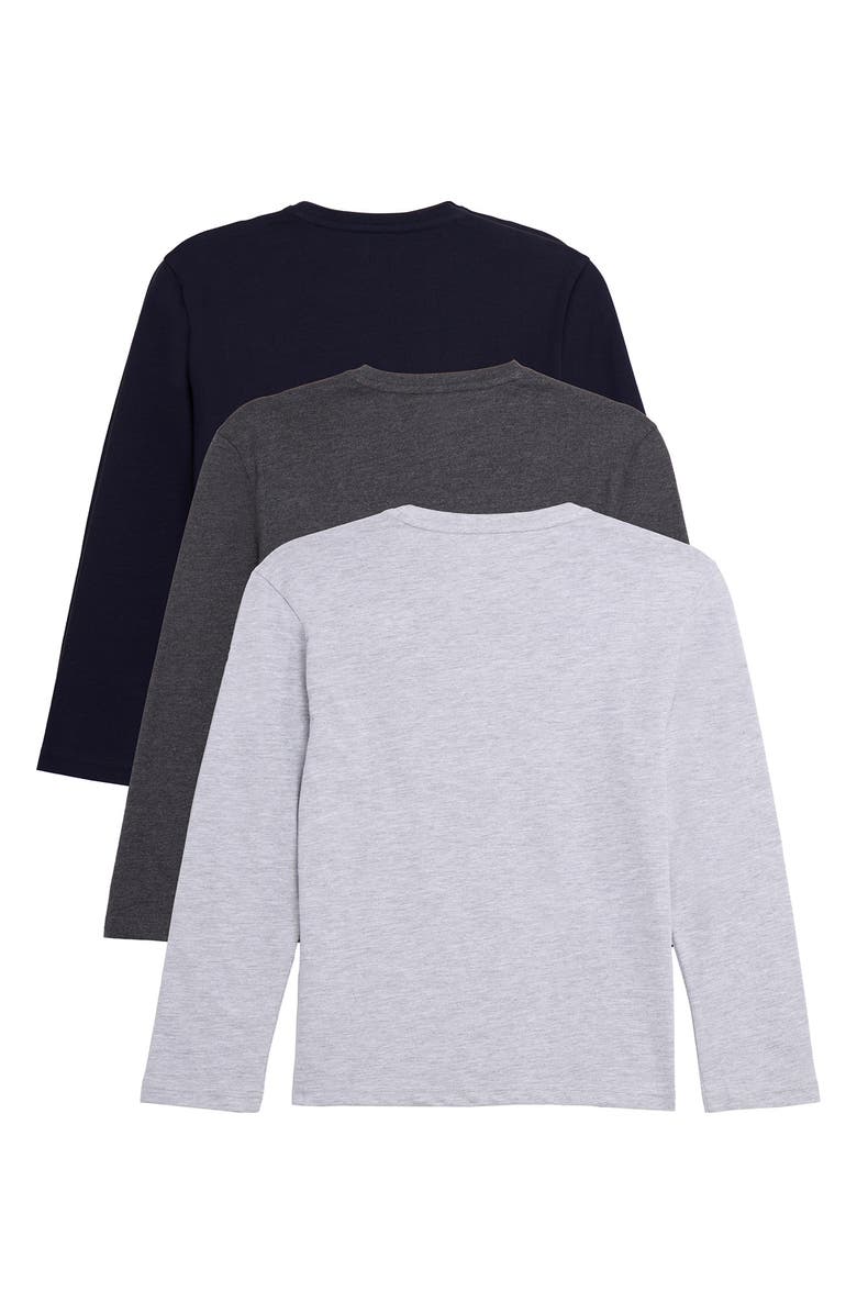 XRAY Kids' 3-Pack Long Sleeve Cotton T-Shirts, Alternate, color, Navy/ Grey/ Light Grey