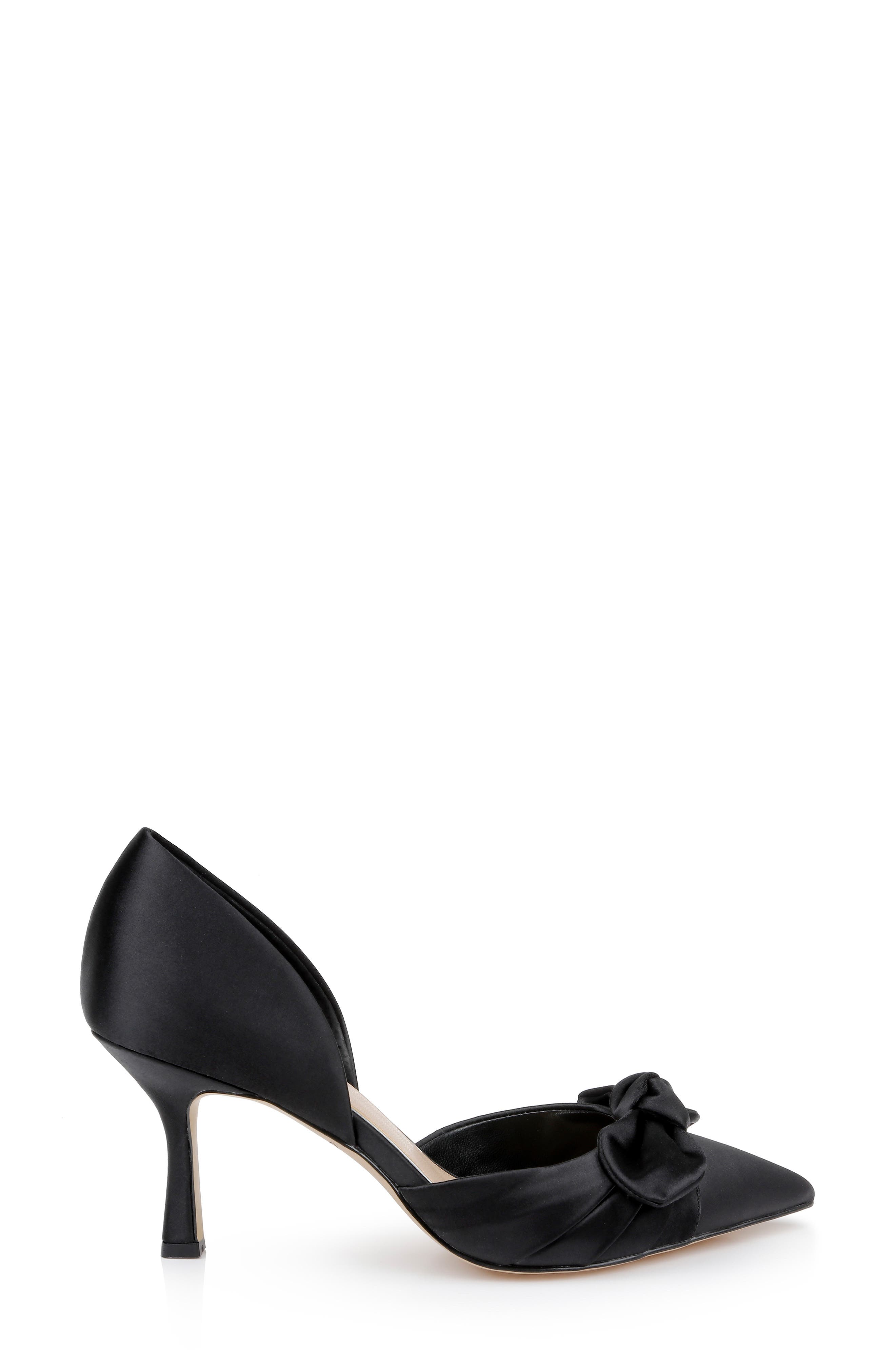 Jewel Badgley Mischka Emelia d'Orsay Pointed Toe Pump, Alternate, color, Black Satin