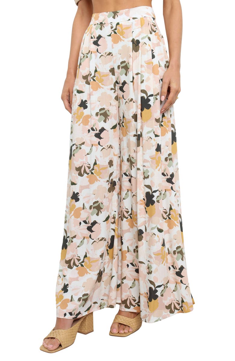 Petal & Pup Lessie High Waist Floral Wide Leg Pants, Main, color, Blush