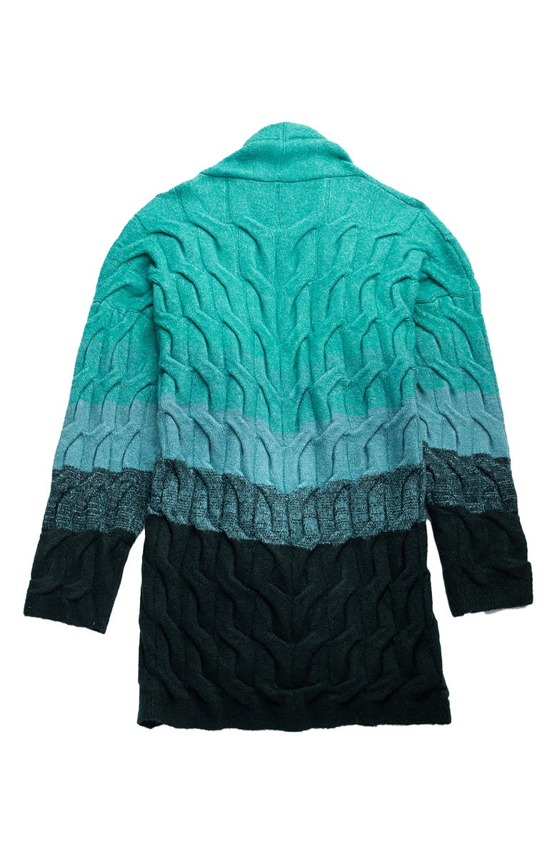 SAACHI Coloblock Cable Knit Cardigan, Alternate, color, Green