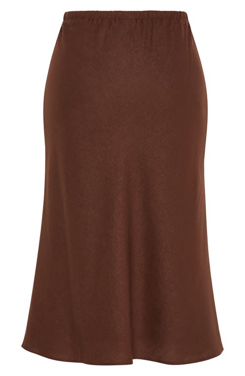 Shop City Chic Vivien Linen Blend Drawstring Skirt In Chocolate