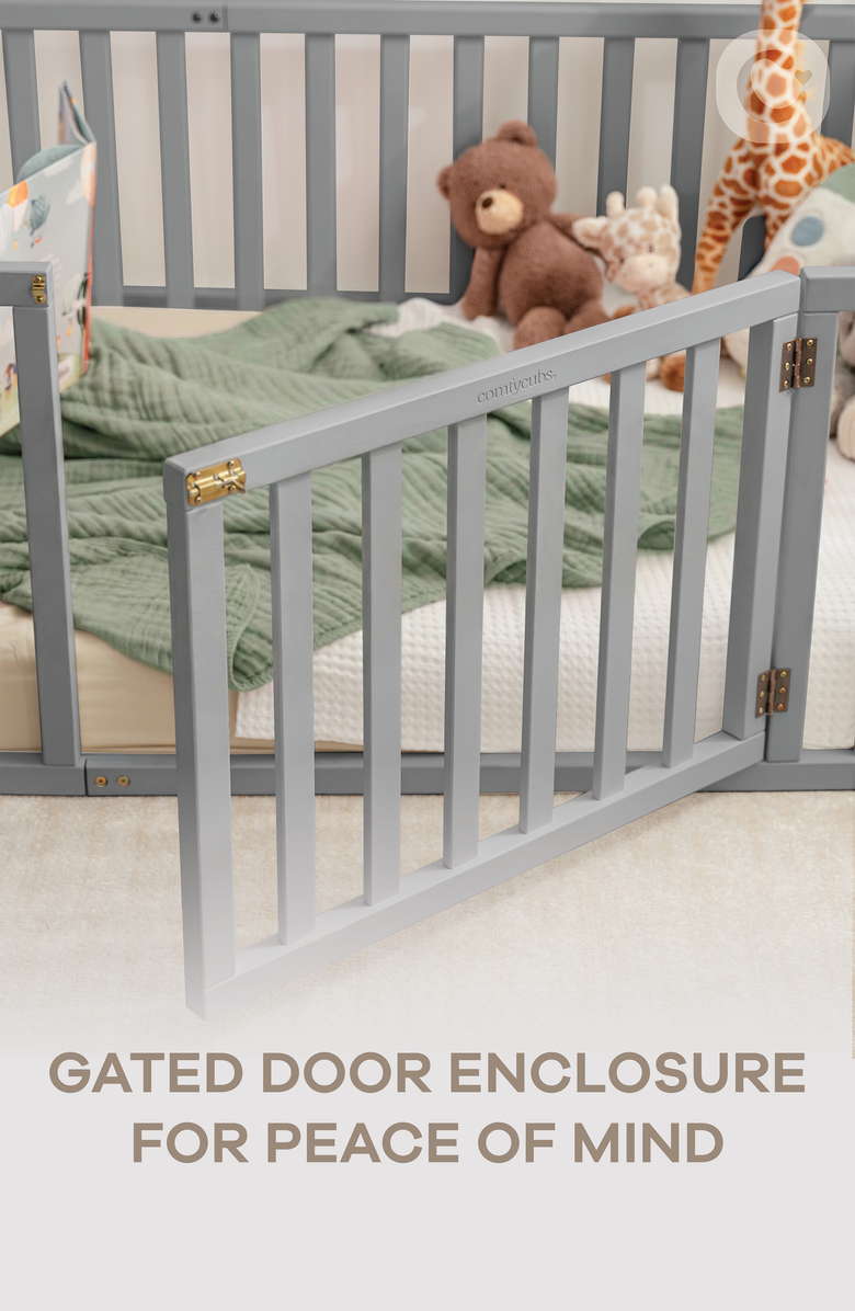 Comfy Cubs Kids House Gated Floor Bed Twin Size for Children Aged 5+, Alternate, color, Grey