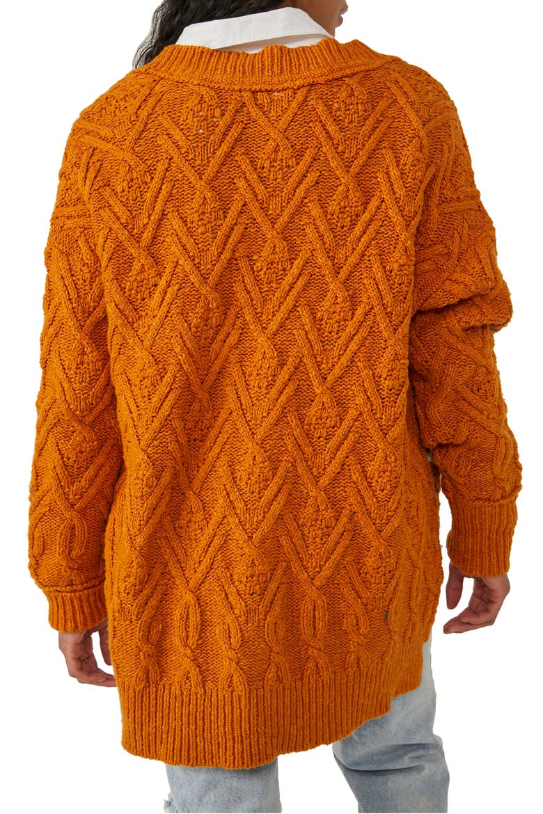 Montana Cable Cotton Cardigan, Alternate, color, PUMPKIN PIE