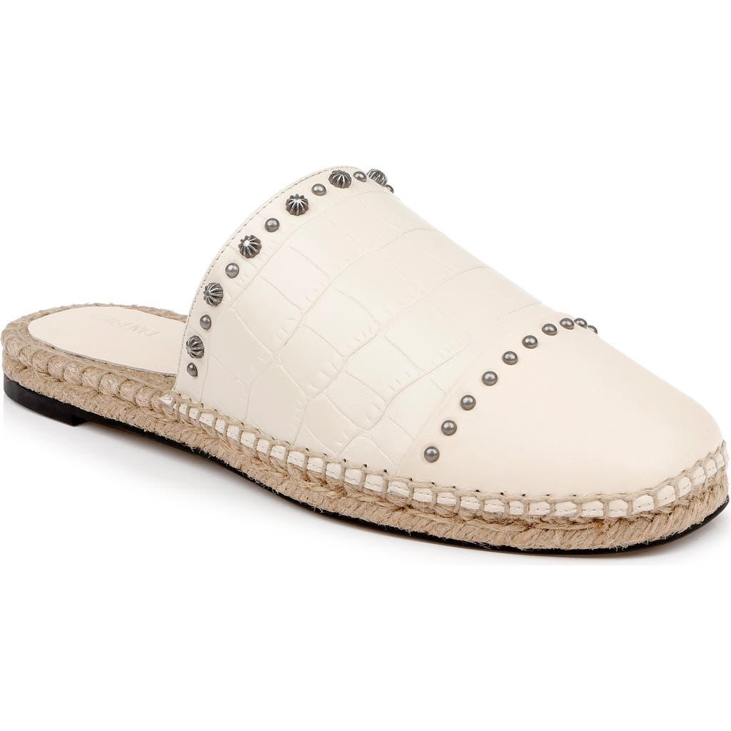 L'agence Helenor Croc Embossed Mule In Ecru