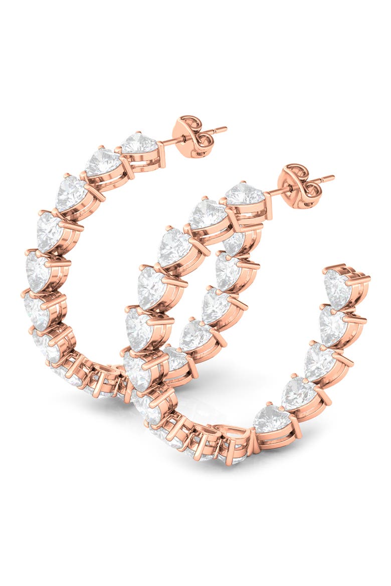 Heart Lab Created Diamond Inside Out Hoop Earrings, Alternate, color, 18K ROSE GOLD
