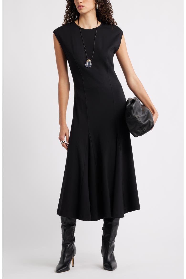 Princess Seam Fit & Flare Dress, Alternate, color, BLACK