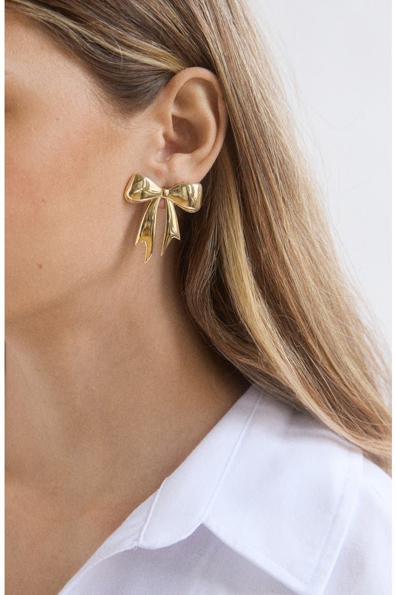 Take a Bow Earrings, Alternate, color, GOLD