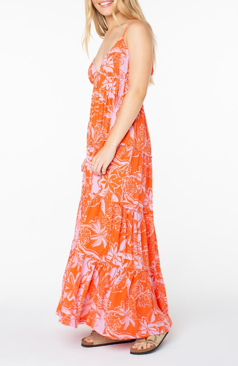 Roxy Warm Rays Floral Maxi Dress, Alternate, color, Tigerlily Tropicool Print