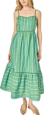 English Factory Striped Cotton Maxi Dress