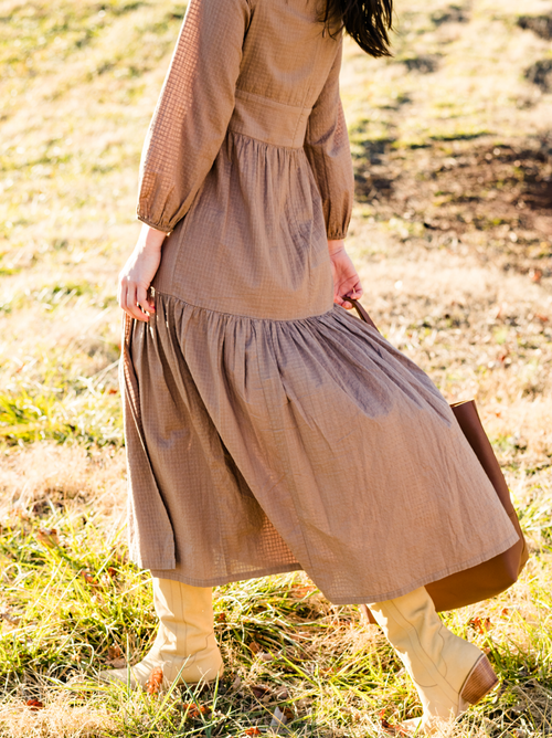 Able Leia Long Sleeve Maxi Dress In Driftwood
