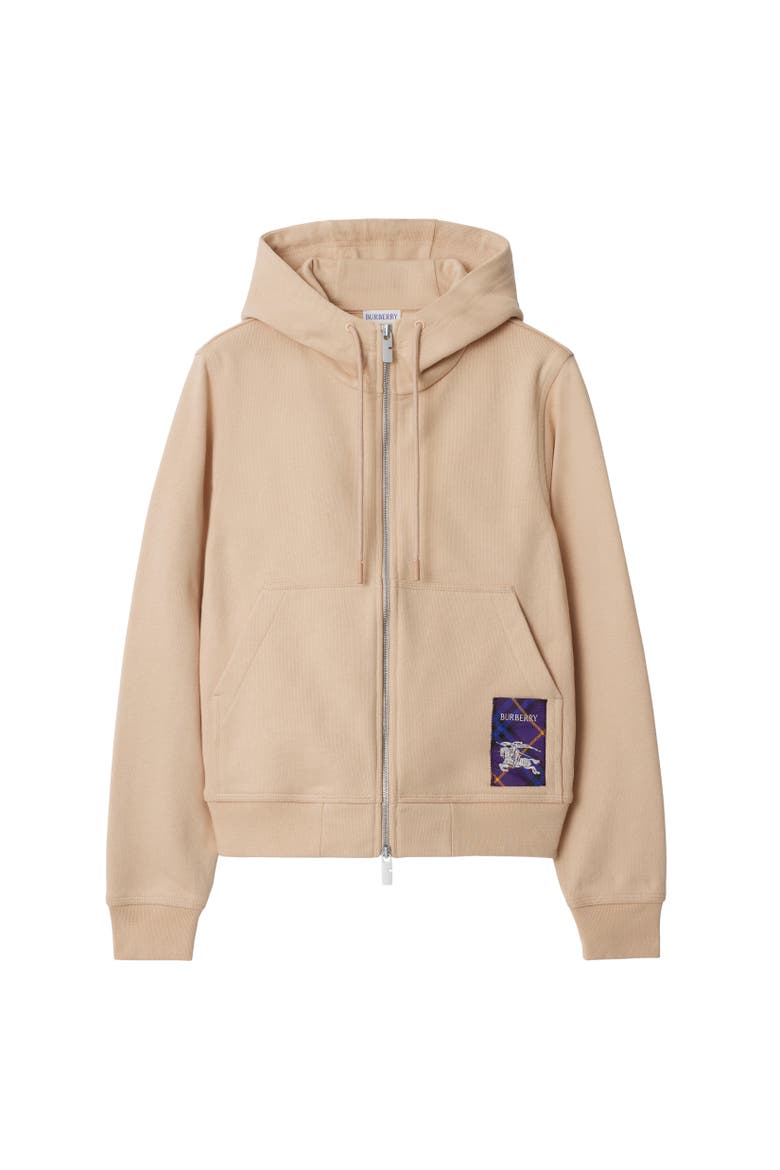 Check Label Cotton Zip Hoodie, Alternate, color, Teacup pink