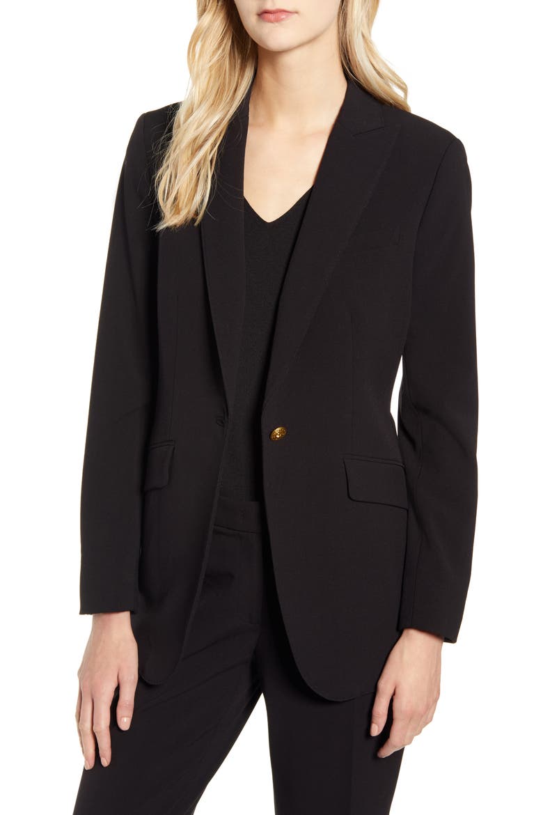 Peaked Lapel Blazer, Main, color, ANNE BLACK