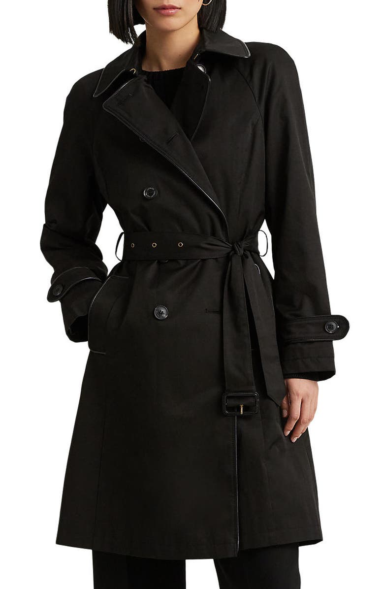 Lauren Ralph Lauren Water Repellent Cotton Blend Belted Trench Coat, Main, color,